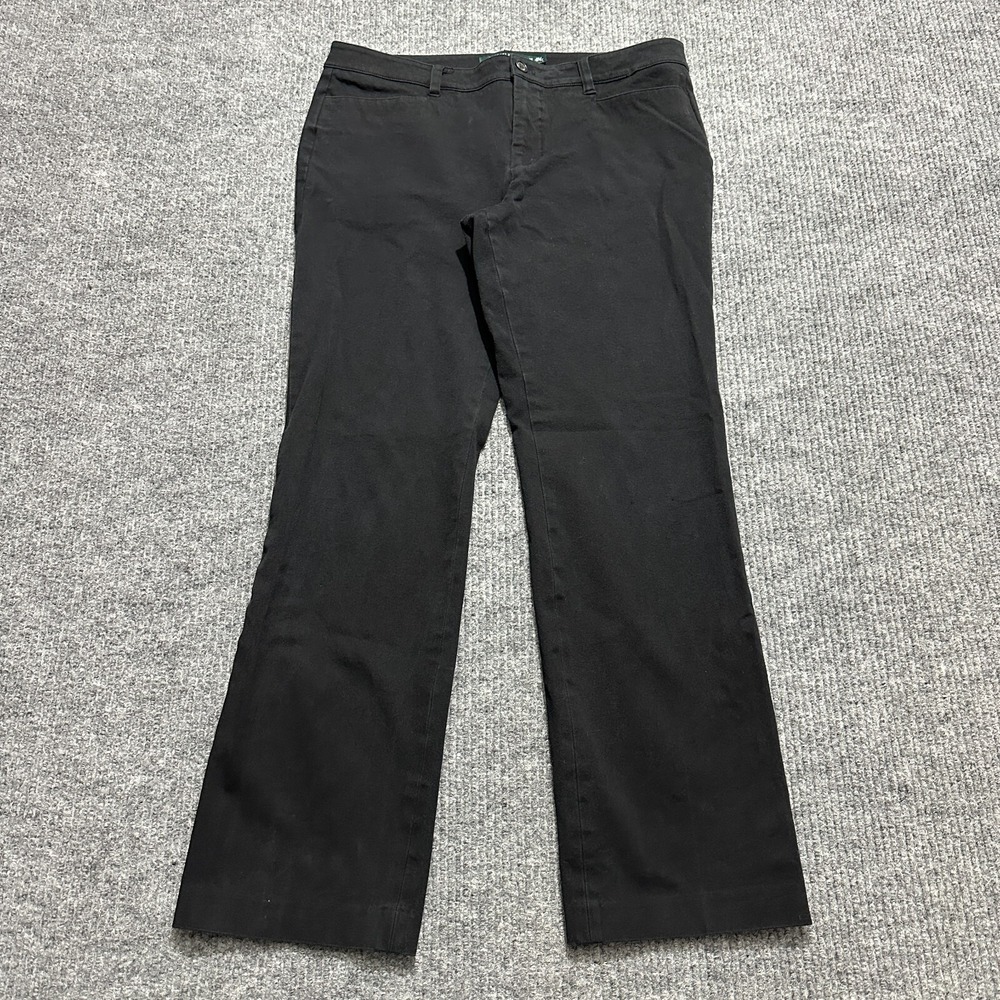 Lauren Ralph Lauren Adelle Womens Pants Size 12 Black Bootcut Chino Mid Rise